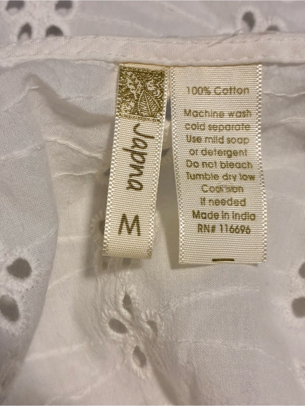 White Japna Dress size Medium - Picture 8 of 9